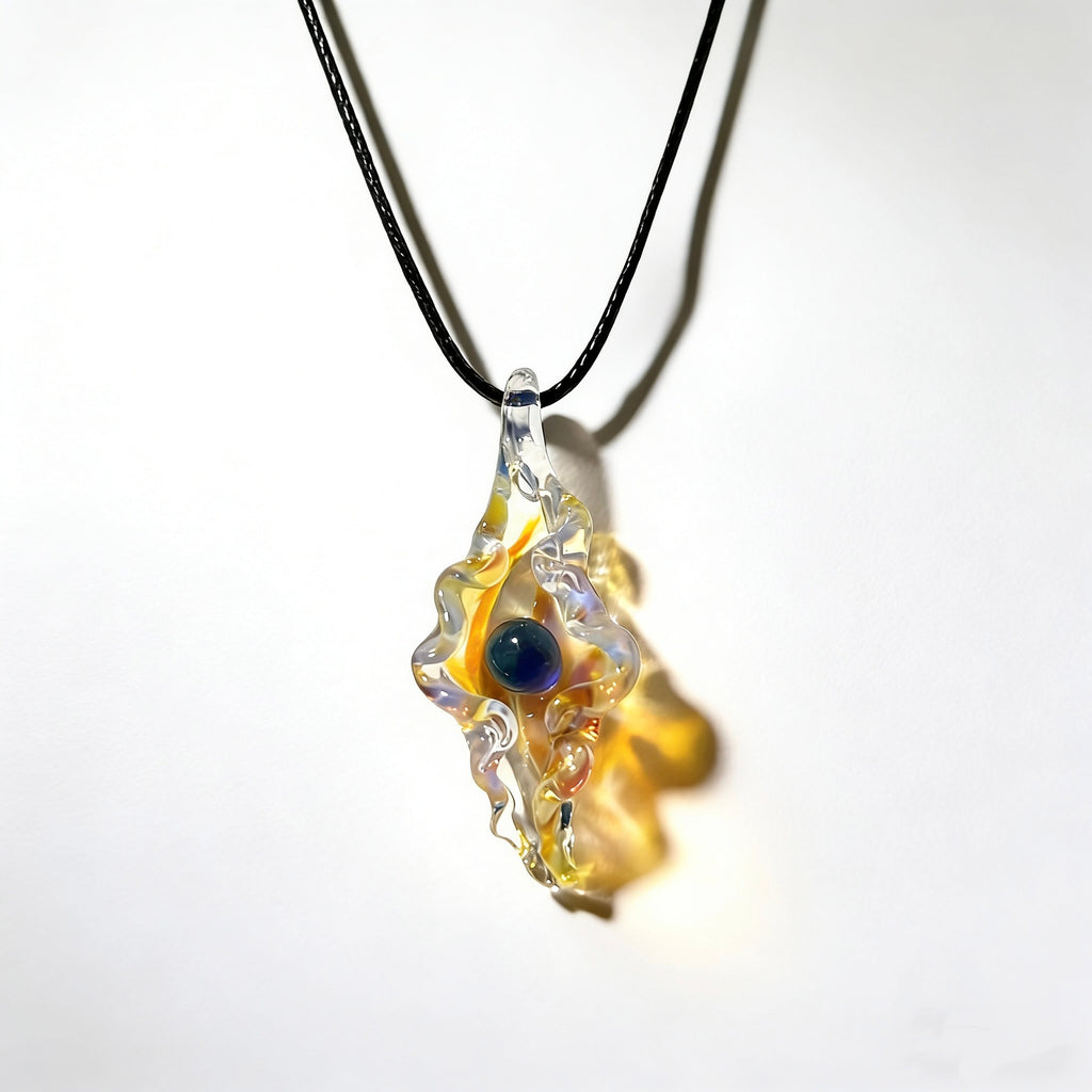Glass Pearl and Seashell Pendant Necklace
