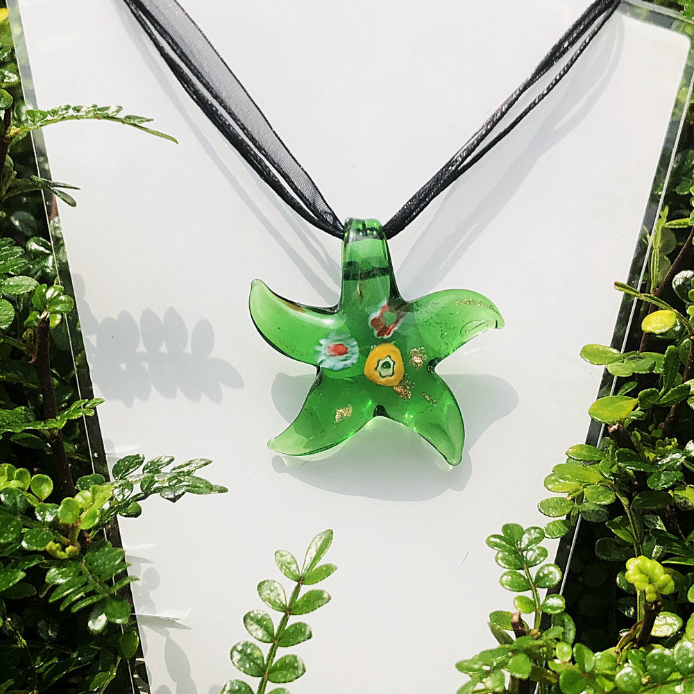 Starfish Art Glass Necklace Pendant