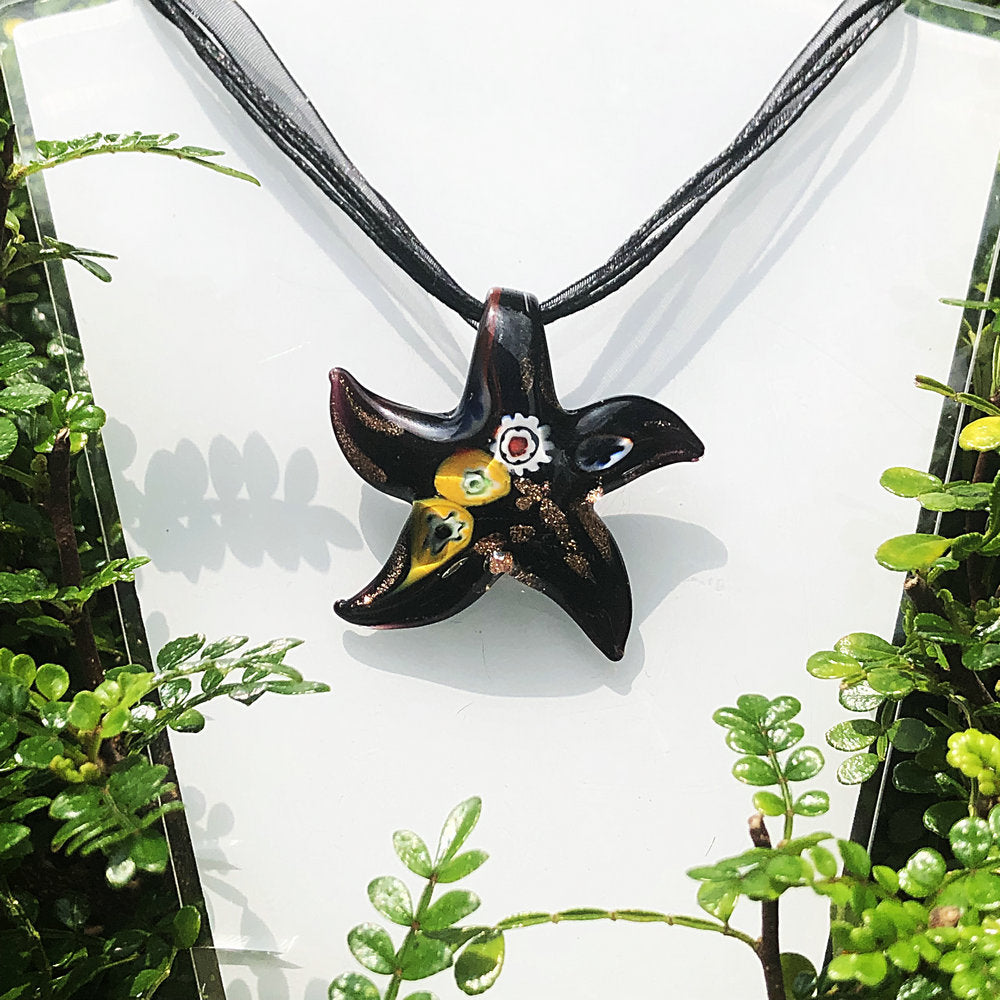 Starfish Art Glass Necklace Pendant