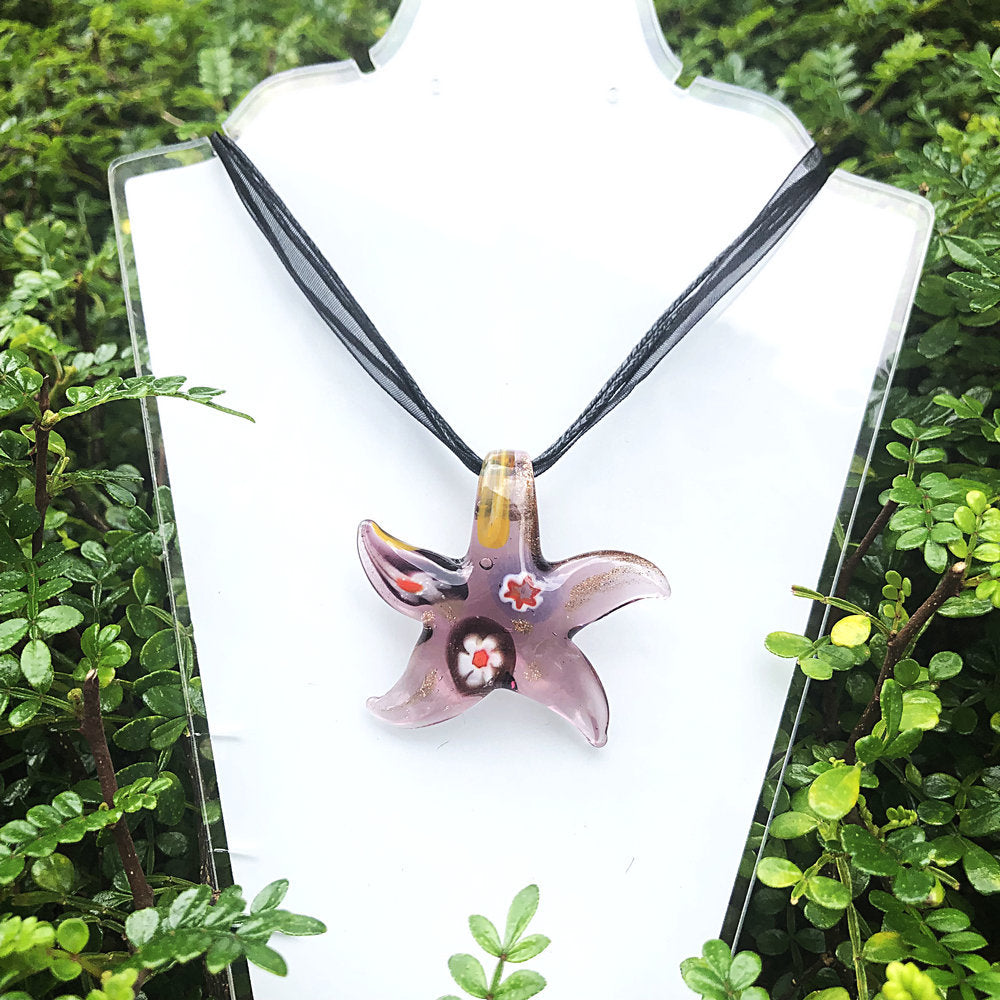 Starfish Art Glass Necklace Pendant