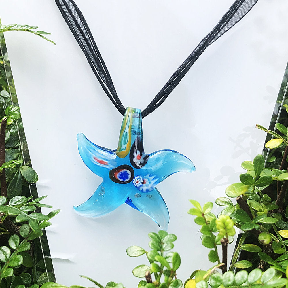 Starfish Art Glass Necklace Pendant